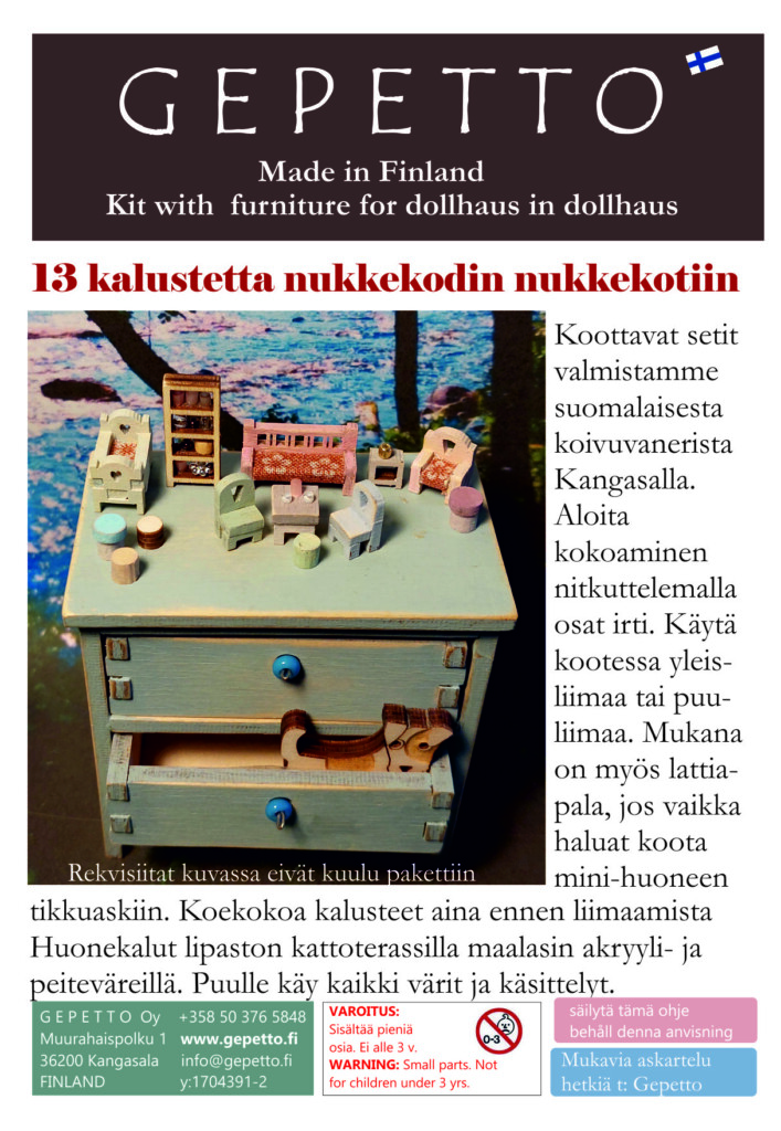 kalusteet nukkekodin nukkekotiin