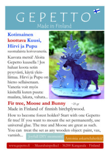 Hirvi kuusi ja pupu koottava
