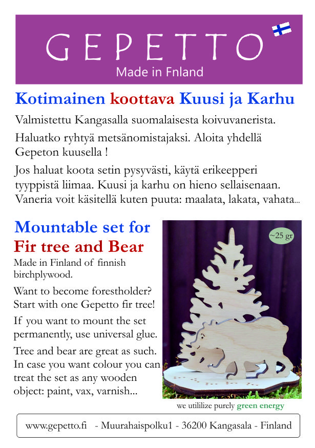 Kuusi ja karhu koottava minimaisema