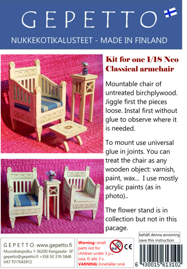 Neo classical armchair for dollhouse
