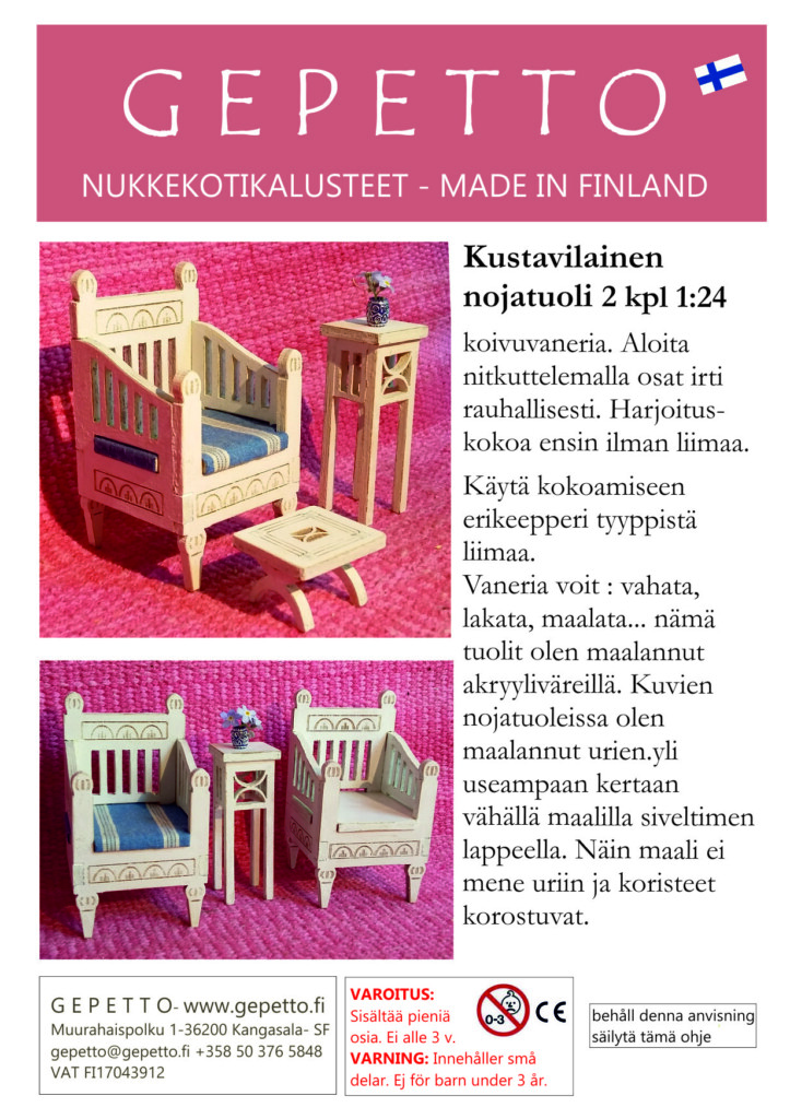 Tarjous kustavilaiset nojatuolit