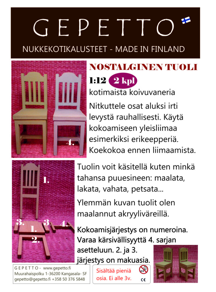 NOSTALGINEN TUOLI 1:12 2 kpl
