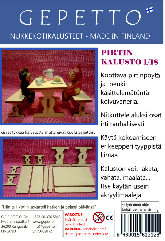 Pirtin pöytä ja penkit