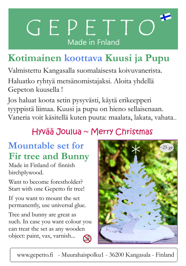pupu ja kuusi joulukortti