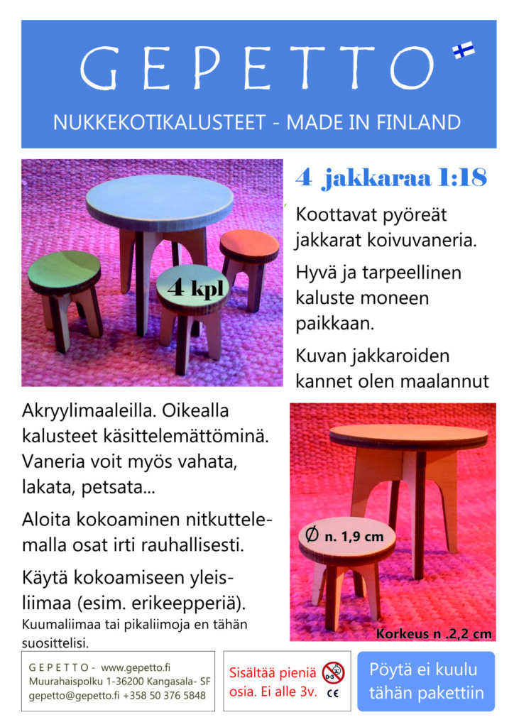 Jakkarat 4 kpl mittakaavassa :18