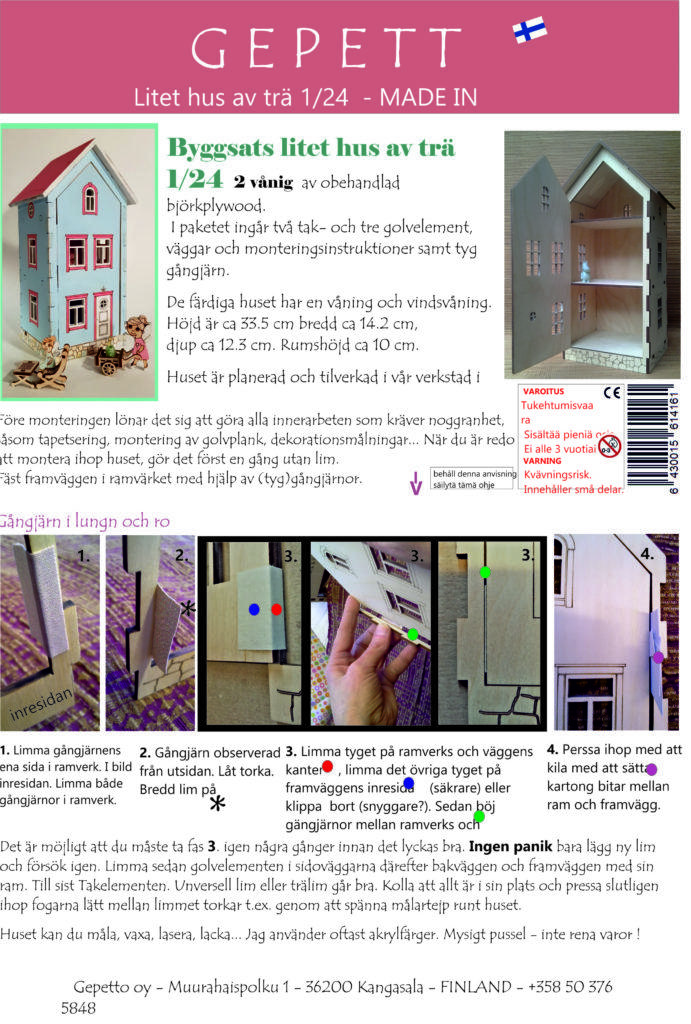 Liten Hus av Trä 2 våningar och vind 1:24